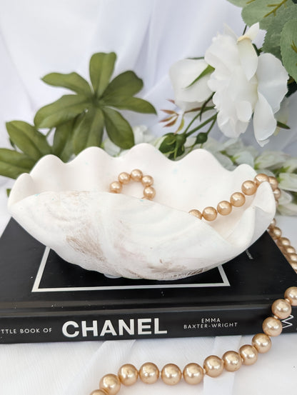 White Hand Poured Scallop Shell Trinket Dish image 1
