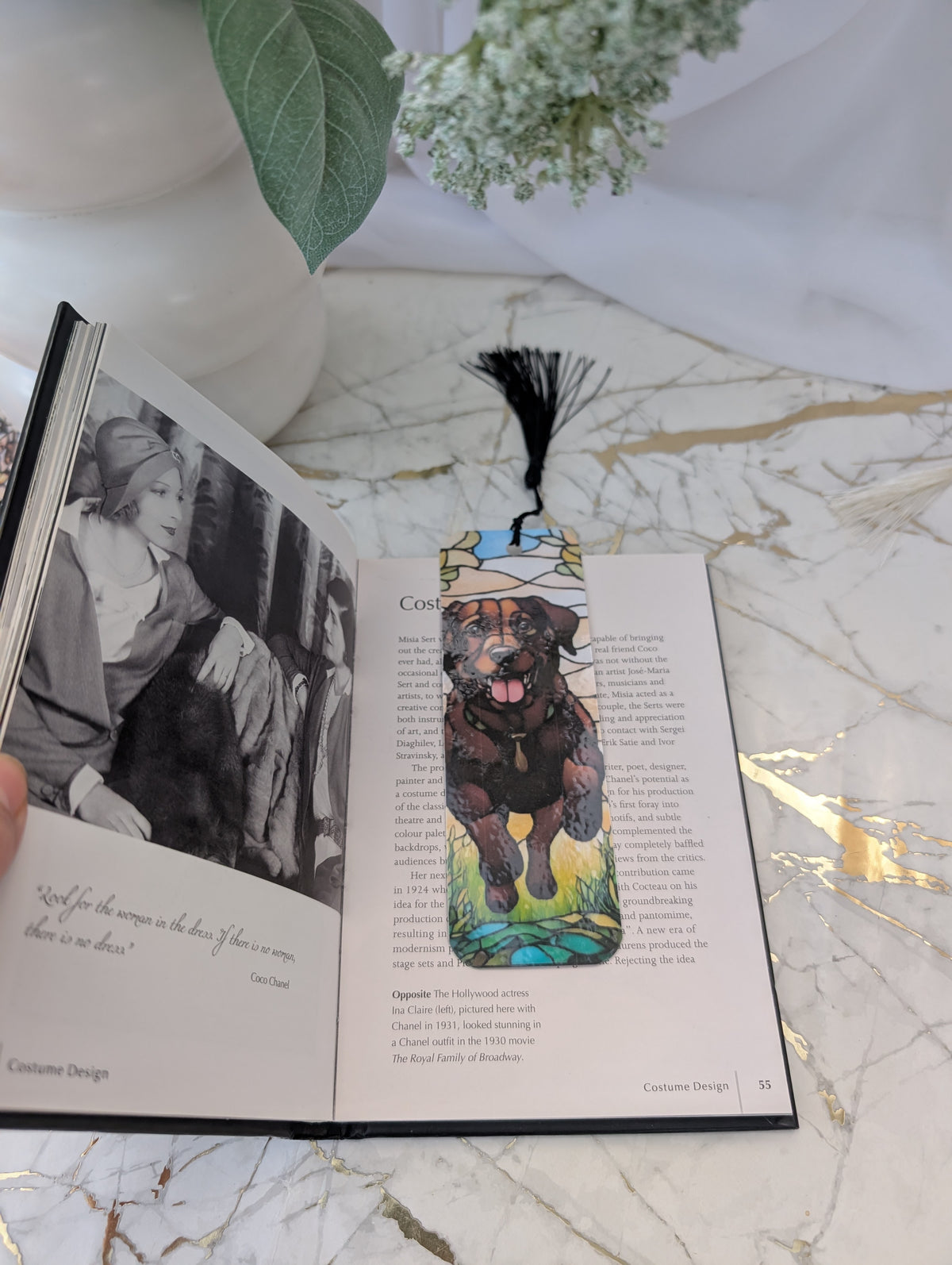 Chocolate Labrador Lover Gift - Stained Glass Design laminated bookmark handmade in the UK