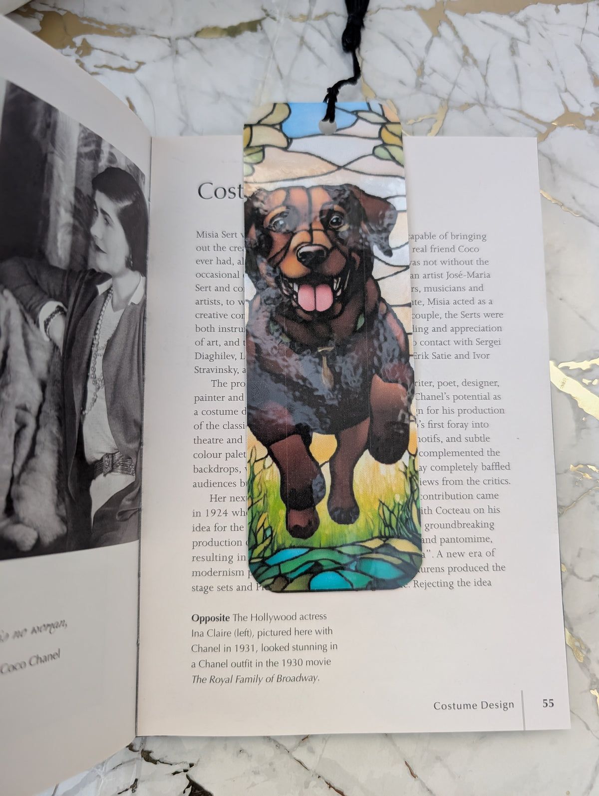 Chocolate Labrador Gift, stained glass style handmade bookmark