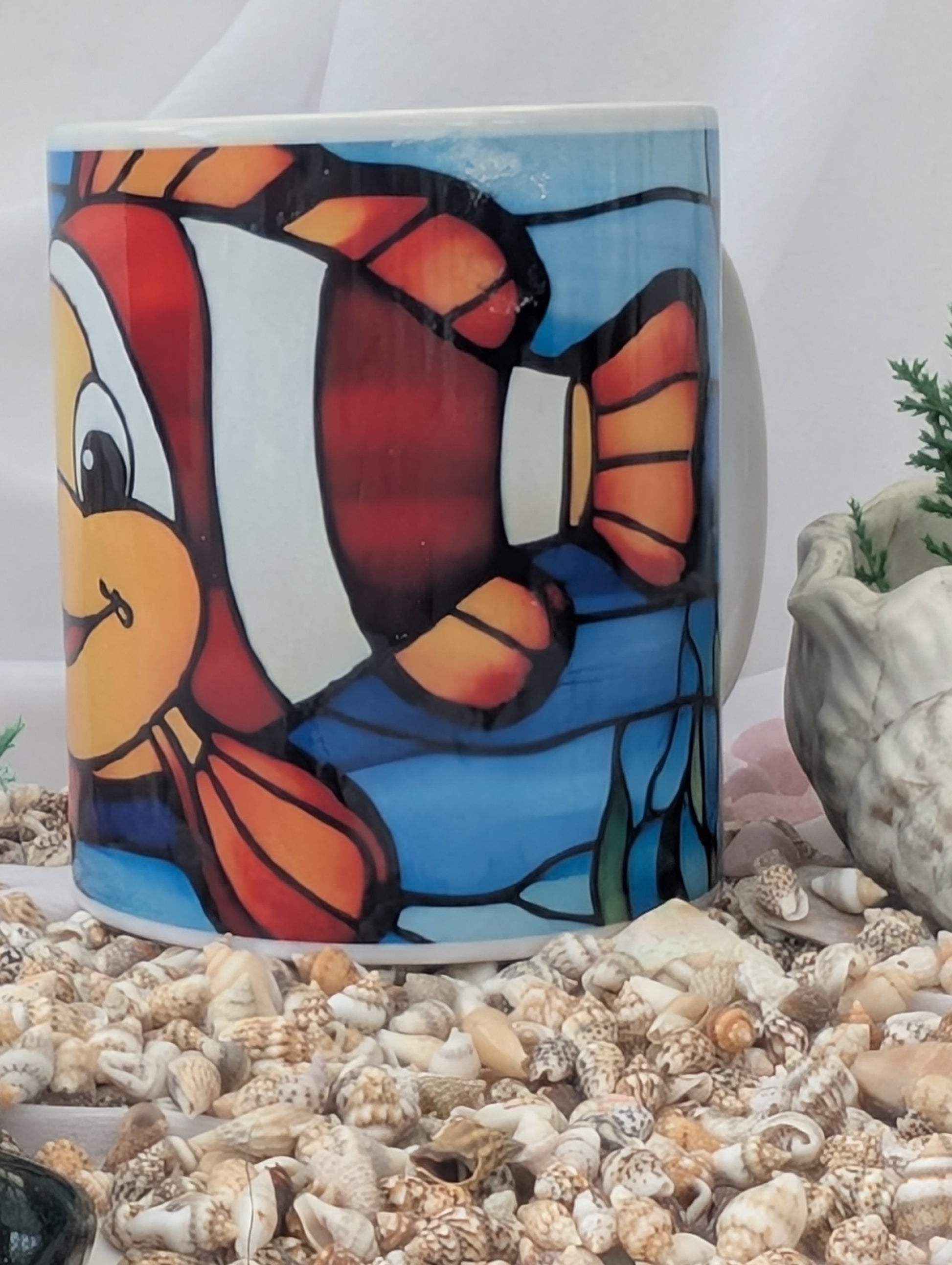 side view of clownfish mug by Paws and Glow