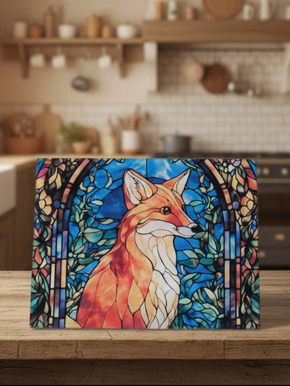 Colourful fox kitchenware - stained glass fox worktop saver