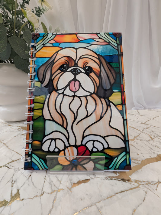 Shih Tzu Dog Notebook - Stained Glass Effect