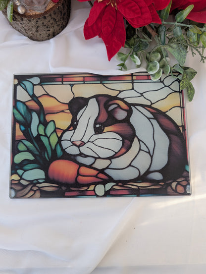Guinea pig stained glass effect toughened glass chopping board
