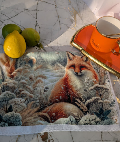Fox in Winter Towel/Tea Towel | Winter Fox Design | Fox Gift Idea