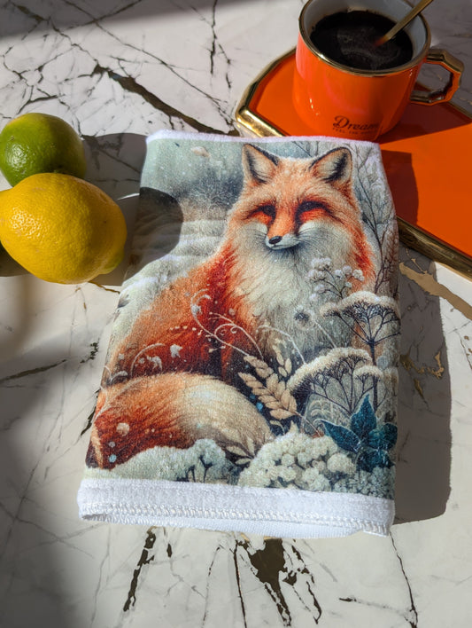 Fox in Winter Towel/Tea Towel | Winter Fox Design | Fox Gift Idea