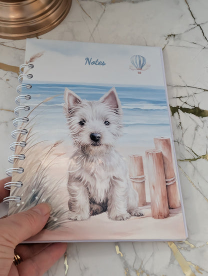 Westie Spiral Bound Notebook | Westie Stationery | Westie Handmade Notebook