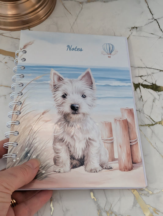Westie Spiral Bound Notebook | Westie Stationery | Westie Handmade Notebook