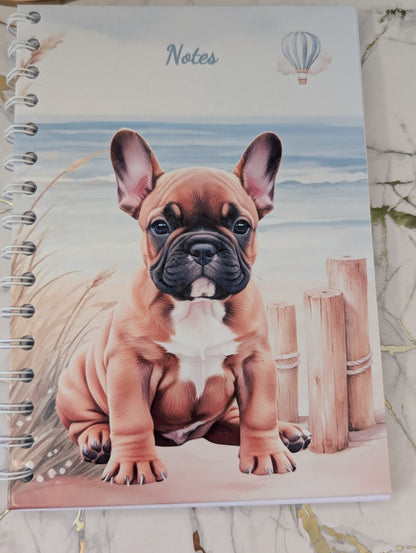 French Bulldog Spiral Bound Notebook | Handmade Stationery