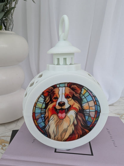 Stained Glass Style Collie Dog LED lamp | Vintage Style Collie Dog Lamp | Collie Dog Gift