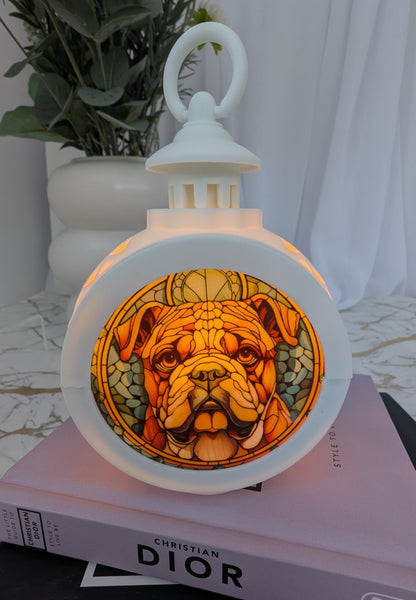 Stained Glass Style Bulldog LED lamp | Vintage Style Bulldog Lamp | Bulldog Gift Idea