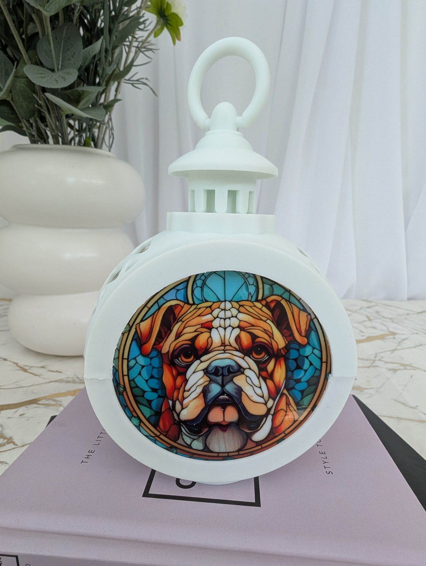 Stained Glass Style Bulldog LED lamp | Vintage Style Bulldog Lamp | Bulldog Gift Idea