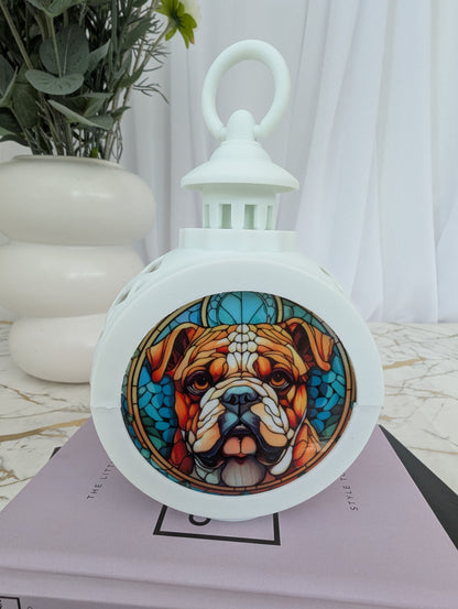 Stained Glass Style Bulldog LED lamp | Vintage Style Bulldog Lamp | Bulldog Gift Idea