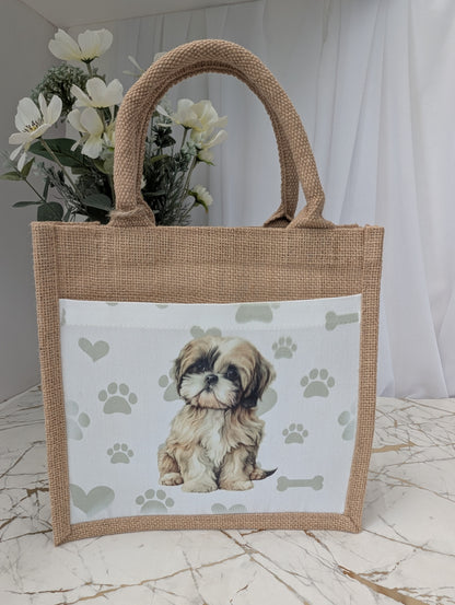 Schih Tzu Jute Tote Bag | Dog Themed Gift | Schih Tzu Shopping Bag