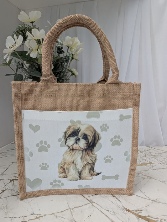 Schih Tzu Jute Tote Bag | Dog Themed Gift | Schih Tzu Shopping Bag