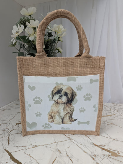Schih Tzu Jute Tote Bag | Dog Themed Gift | Schih Tzu Shopping Bag