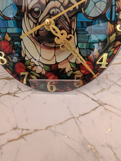 Pug Stained Glass Effect Wall Clock | Pug Lover Gift | Pug Clock