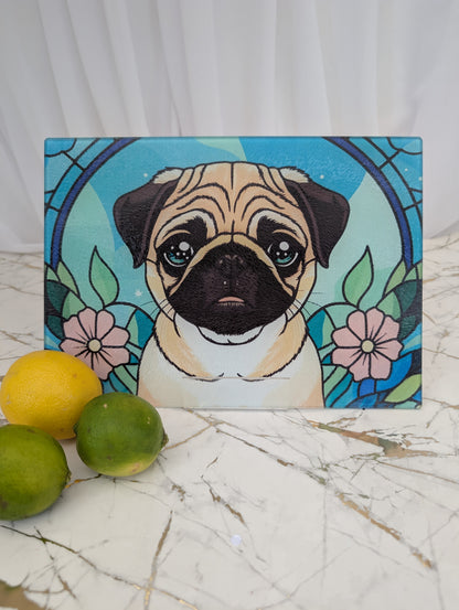 Chopping Board | Stained Glass Effect Pug Chopping Board | Pug Gift