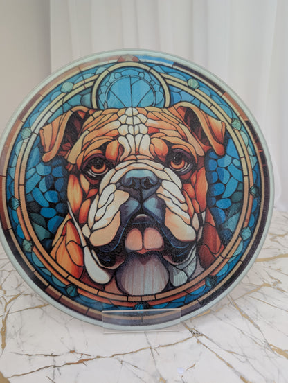 Chopping Board | Stained Glass Effect Bulldog Chopping Board | Bulldog Gift