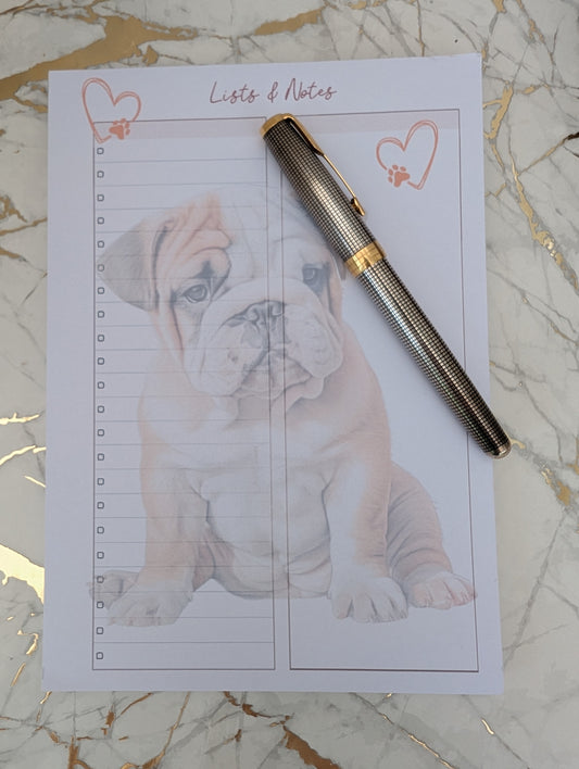 Bulldog Notepad | British Bulldog stationery | Bulldog Notepad Gift