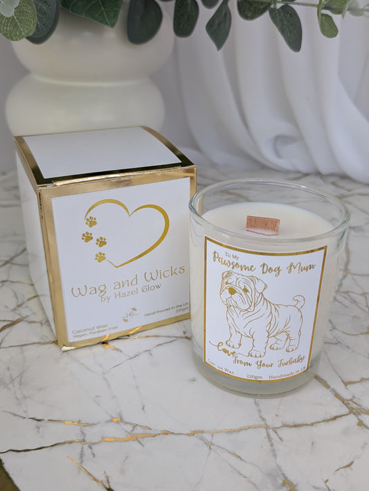 Pawsome Dog Mum Candle | Bulldog Candle | Gold Foil Candle