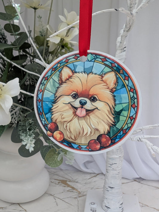 Pomeranian Stained Glass Hanging Decor | Pomeranian Gift | Dog Lover Gift