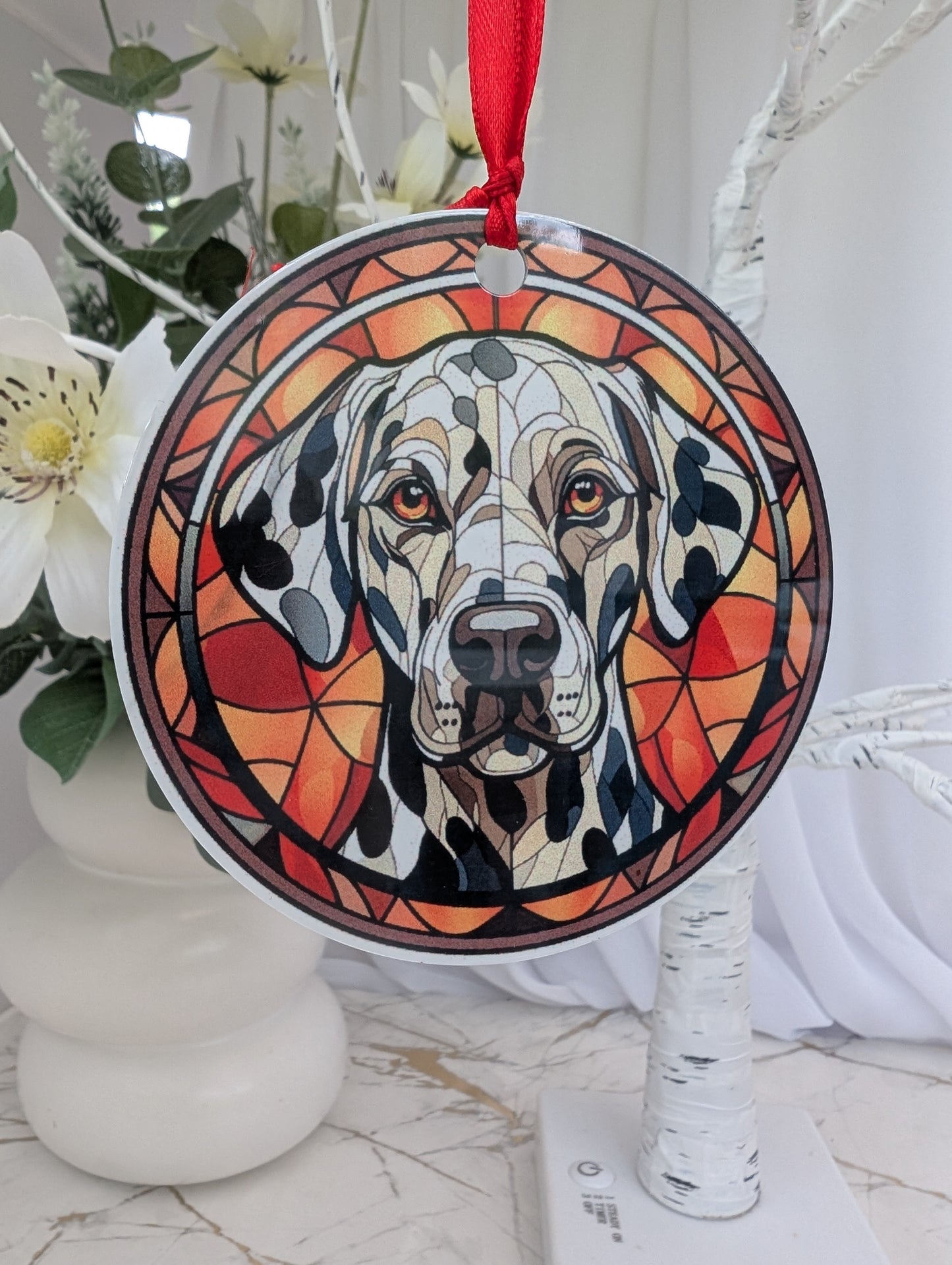 Dalmation Stained Glass Effect Hanging Decor | Dalmation Theme Gift