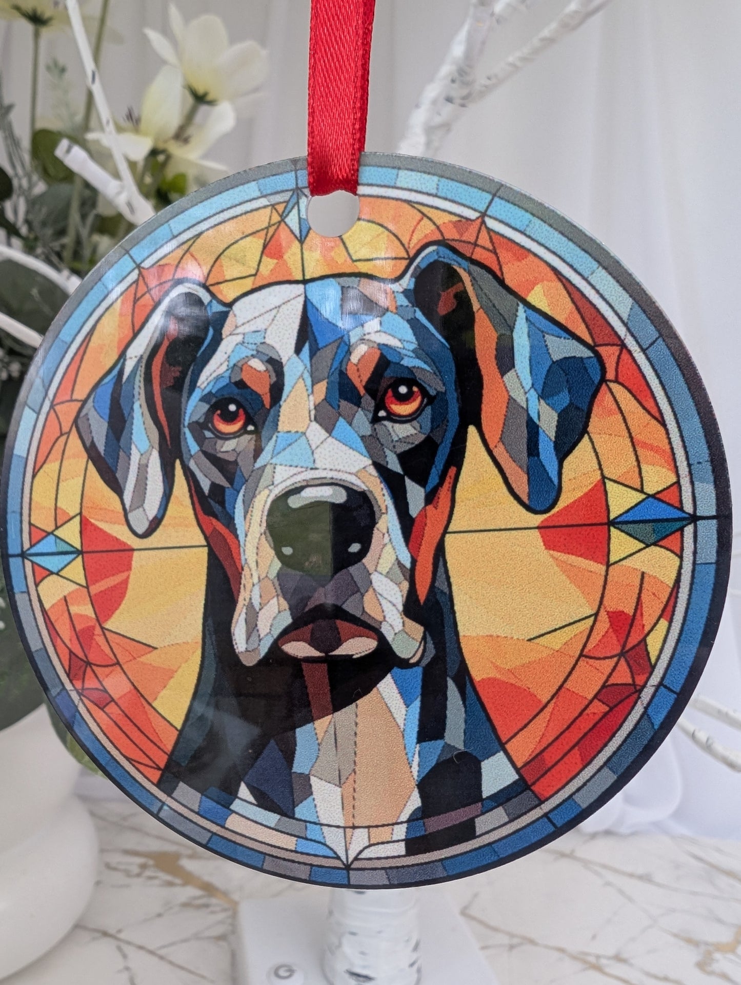 Great Dane Stained Glass Effect Hanging Decor | Great Dane Gift Idea