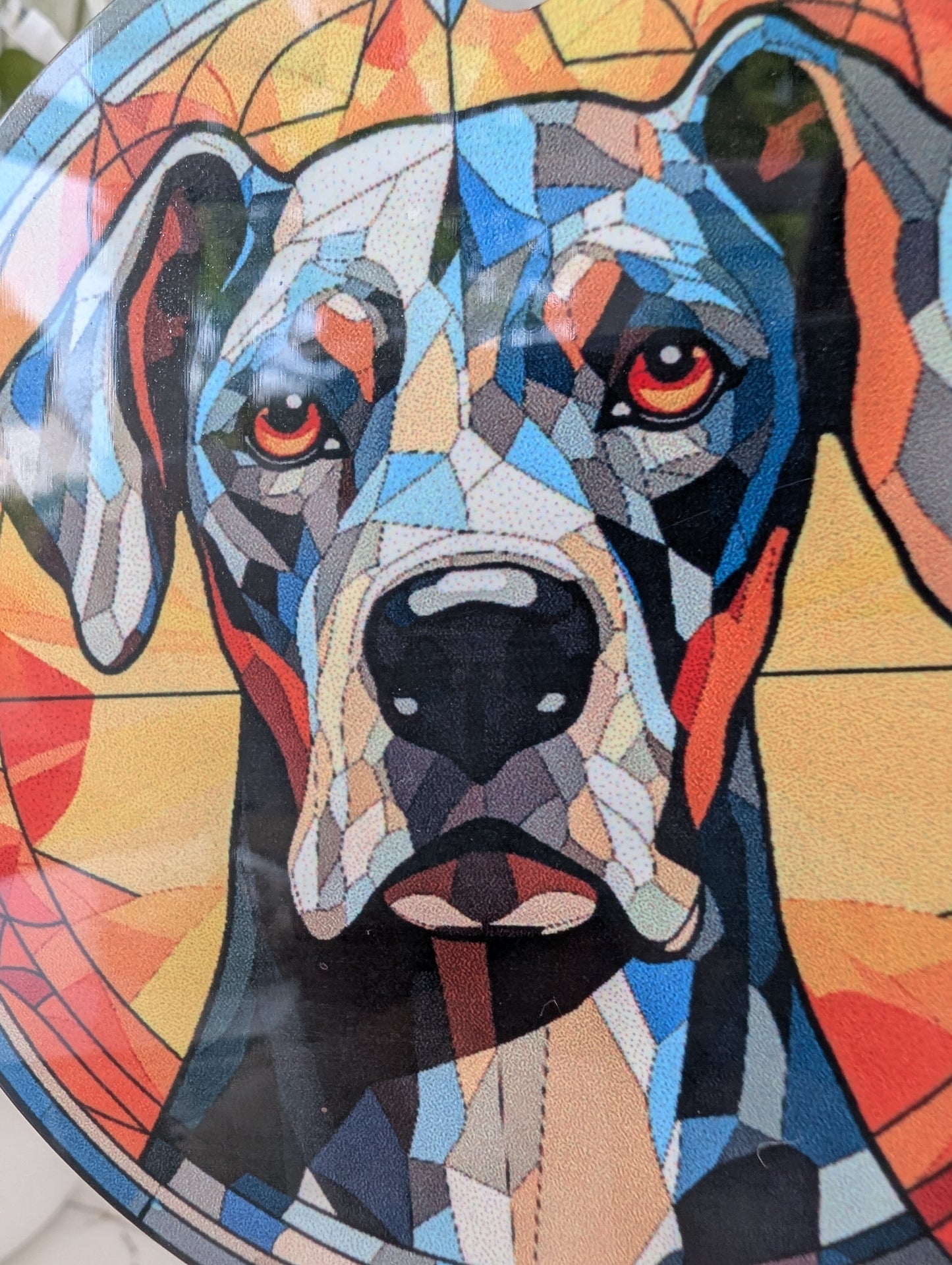 Great Dane Stained Glass Effect Hanging Decor | Great Dane Gift Idea