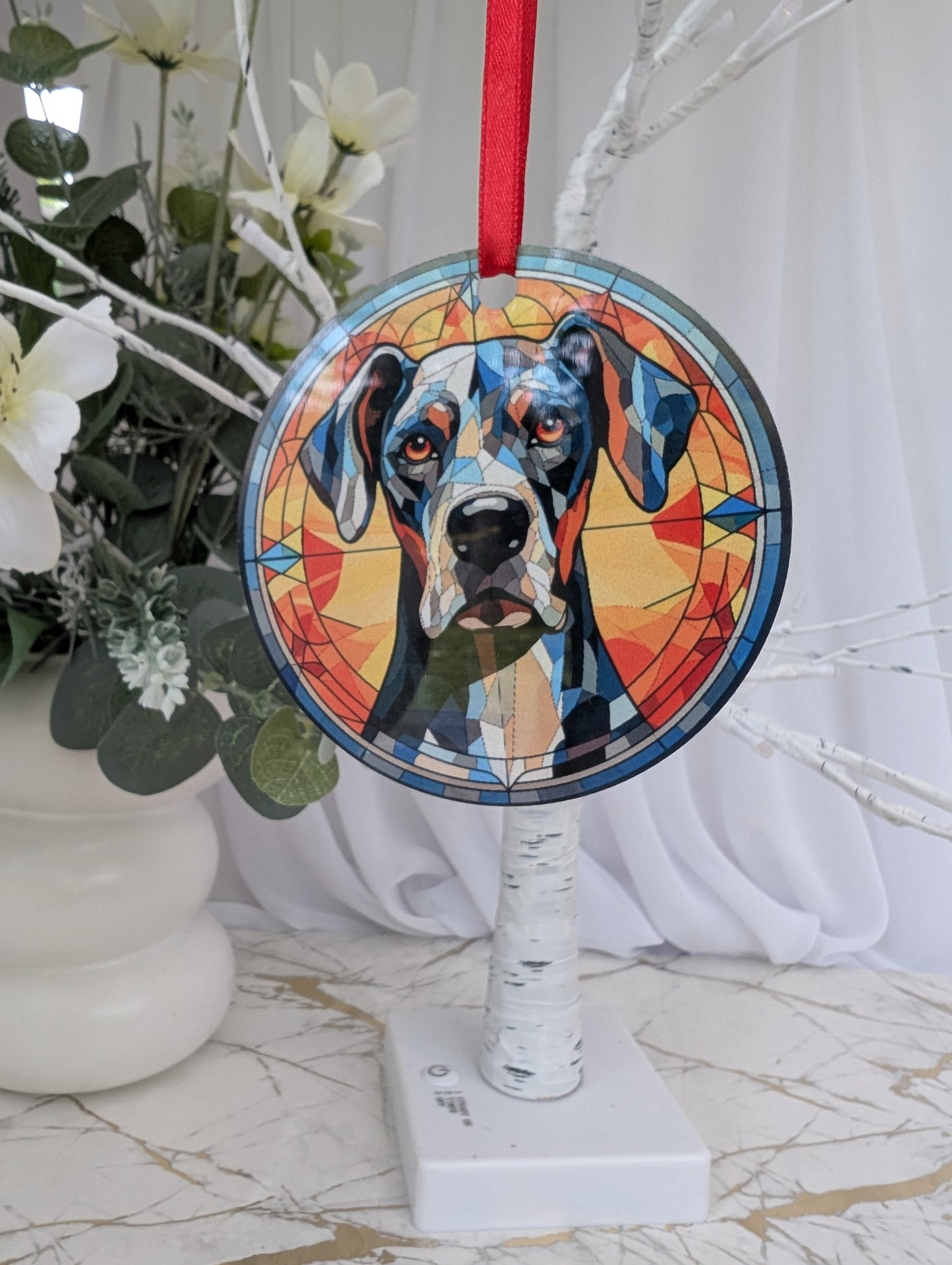 Great Dane Stained Glass Effect Hanging Decor | Great Dane Gift Idea