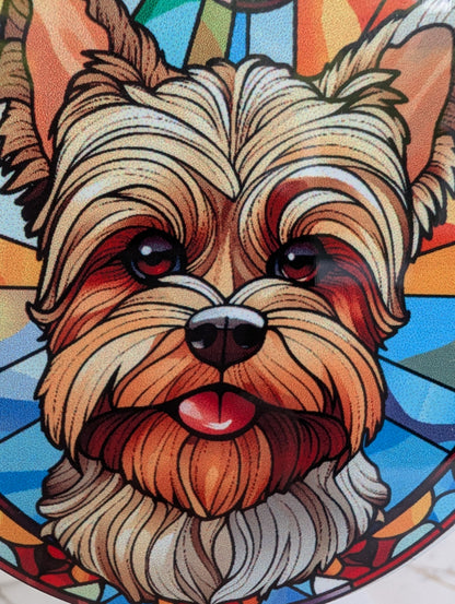 Yorkshire Terrier Stained Glass Effect Hanging Decor | Yorkie Gift