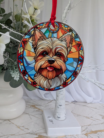 Yorkshire Terrier Stained Glass Effect Hanging Decor | Yorkie Gift