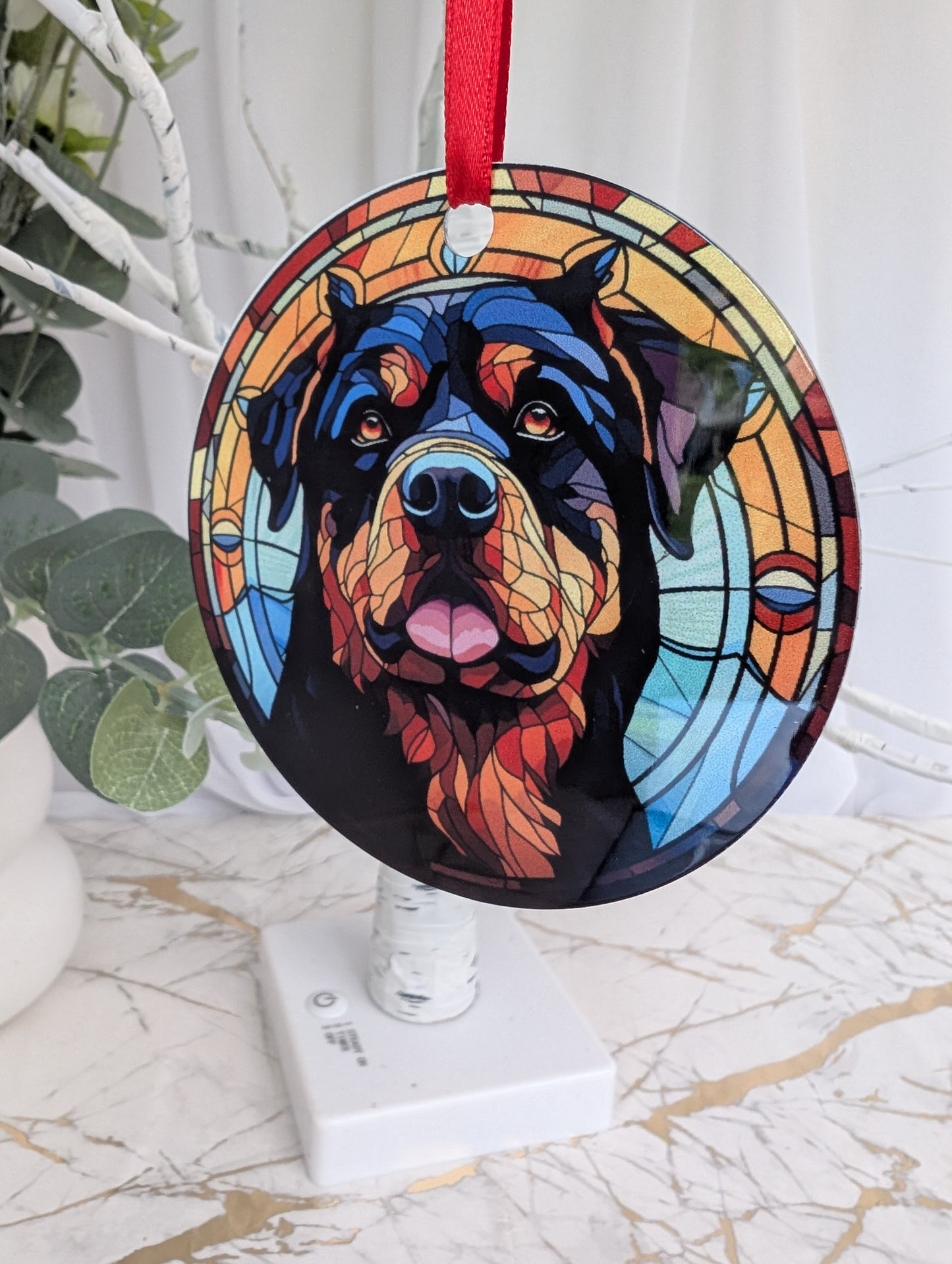 Rottweiler Stained Glass Effect Hanging Decor | Rottweiler Gift Idea