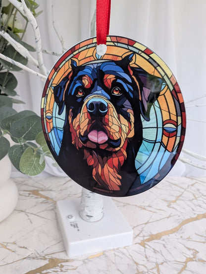 Rottweiler Stained Glass Effect Hanging Decor | Rottweiler Gift Idea