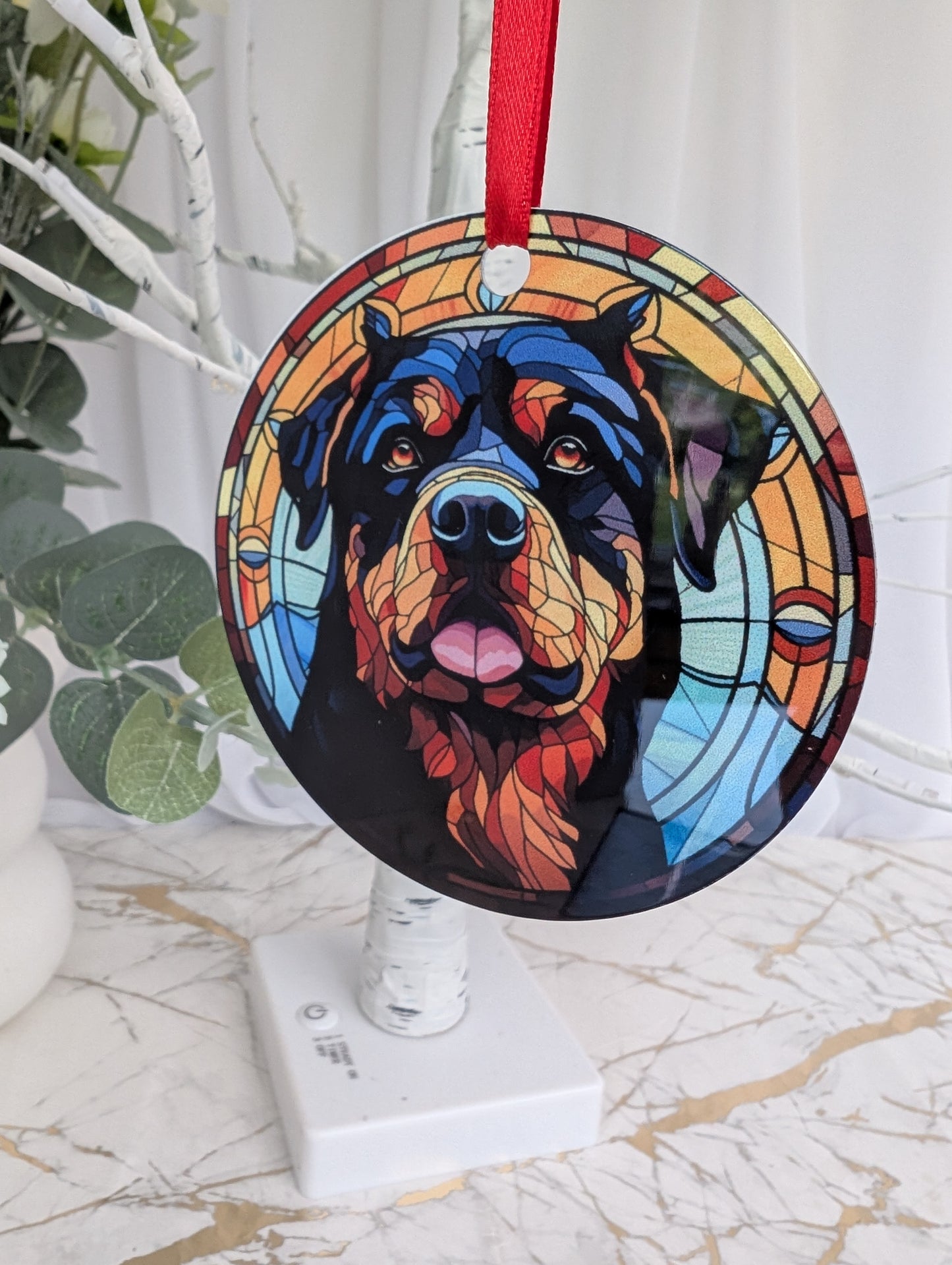 Rottweiler Stained Glass Effect Hanging Decor | Rottweiler Gift Idea