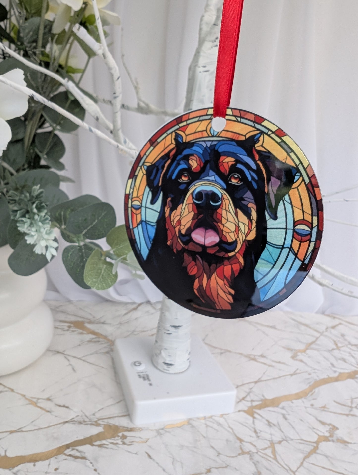 Rottweiler Stained Glass Effect Hanging Decor | Rottweiler Gift Idea