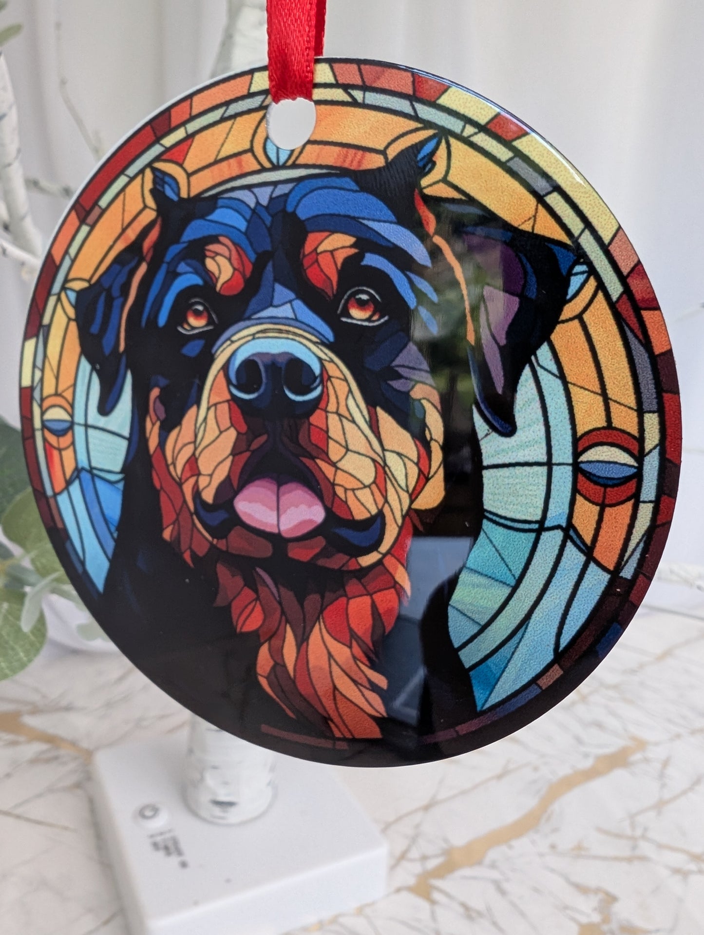 Rottweiler Stained Glass Effect Hanging Decor | Rottweiler Gift Idea