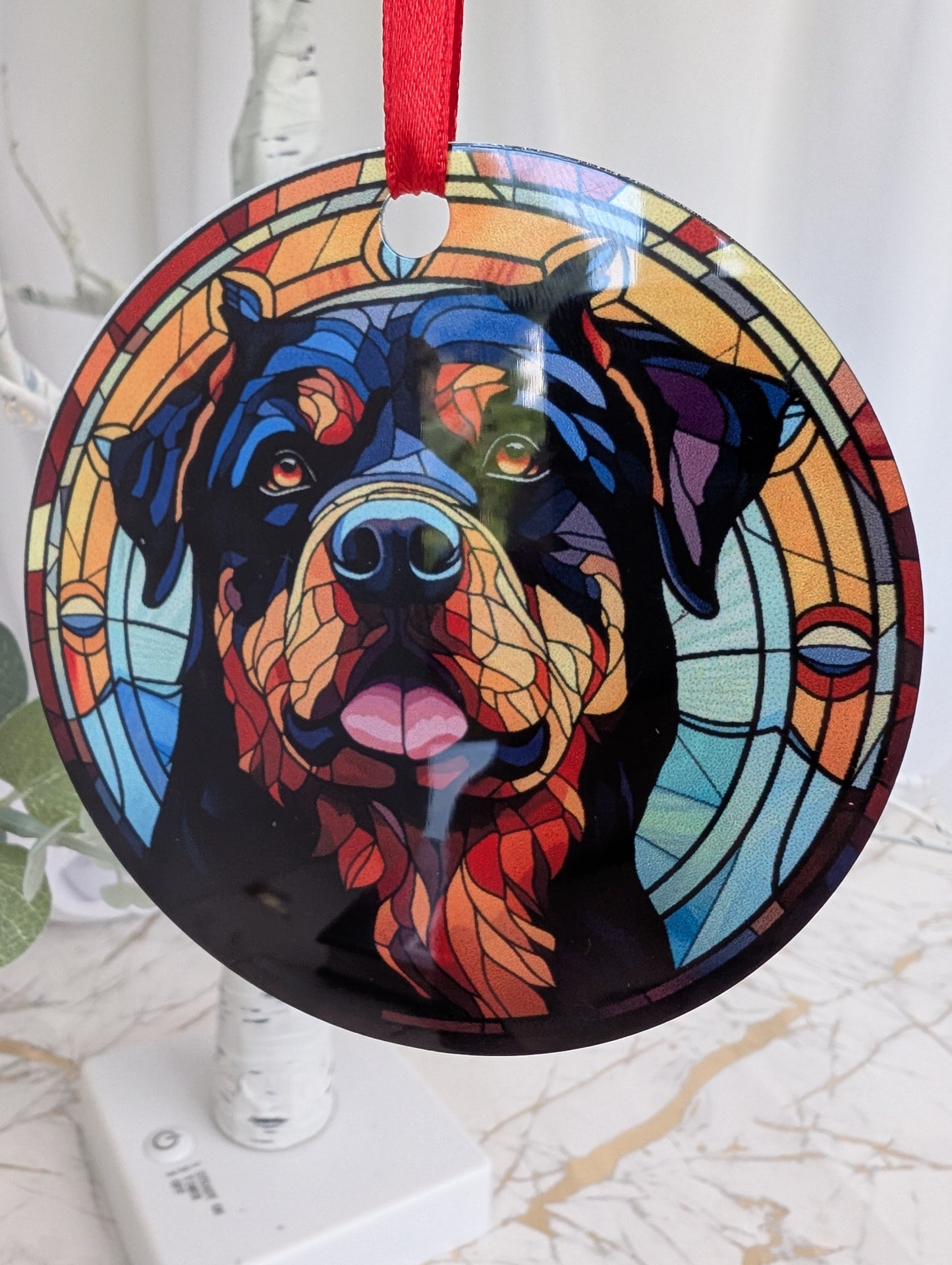 Rottweiler Stained Glass Effect Hanging Decor | Rottweiler Gift Idea