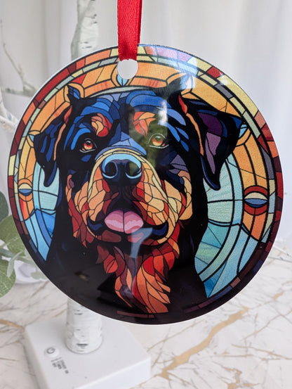 Rottweiler Stained Glass Effect Hanging Decor | Rottweiler Gift Idea