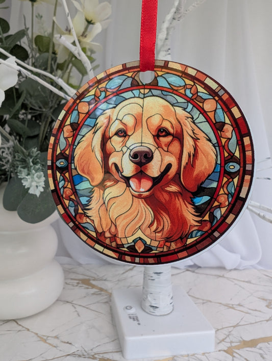 Golden Retriever Stained Glass Effect Hanging Decor | Dog Theme Gift