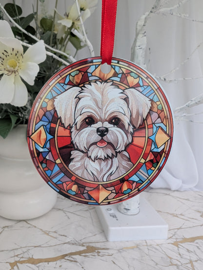 Maltese Terrier Stained Glass Effect Hanging Decor | Maltie Lover Gift