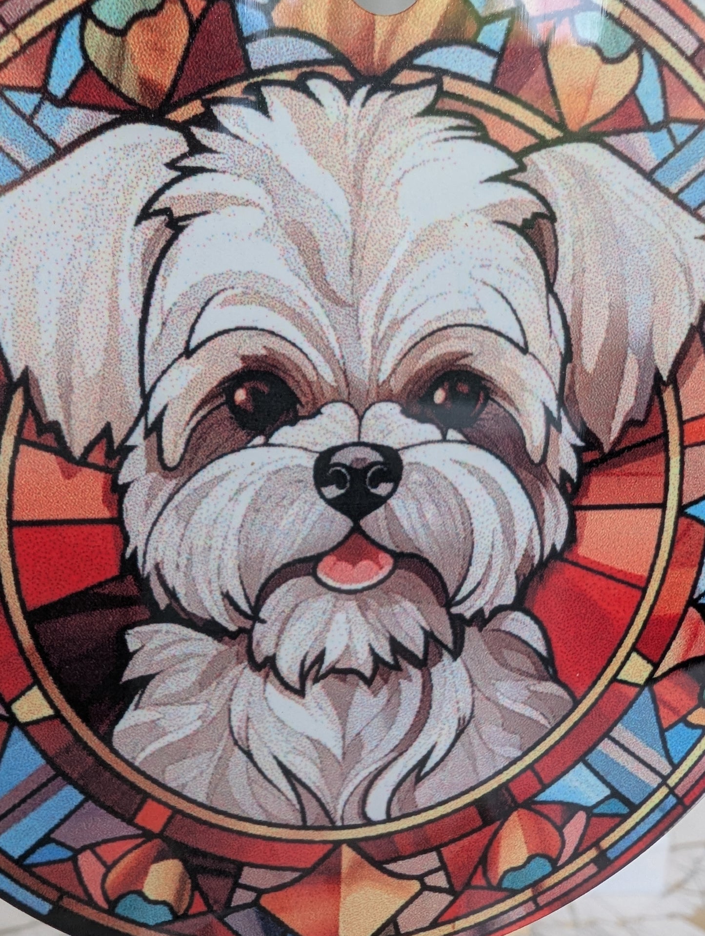 Maltese Terrier Stained Glass Effect Hanging Decor | Maltie Lover Gift