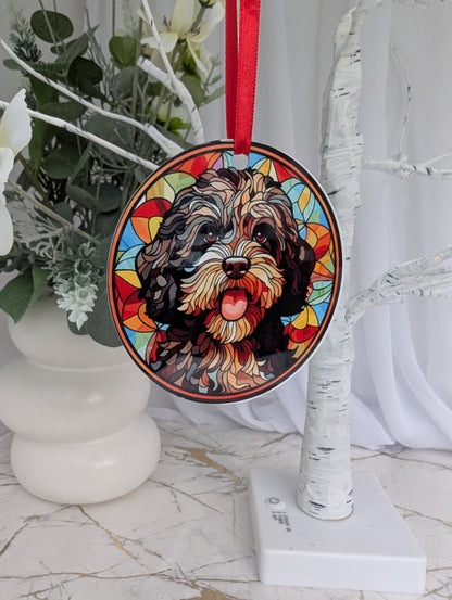Portuguese Water Dog Stained Glass Effect Hanging Decor | Dog Gift