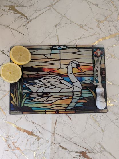 Swan Chopping Board | Stained Glass Effect Swan Chopping Board | Swan Gift