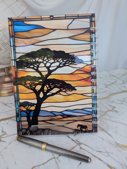 Leopard Stained Glass Style Notebook | Hand Made Big Cat Lover Gift