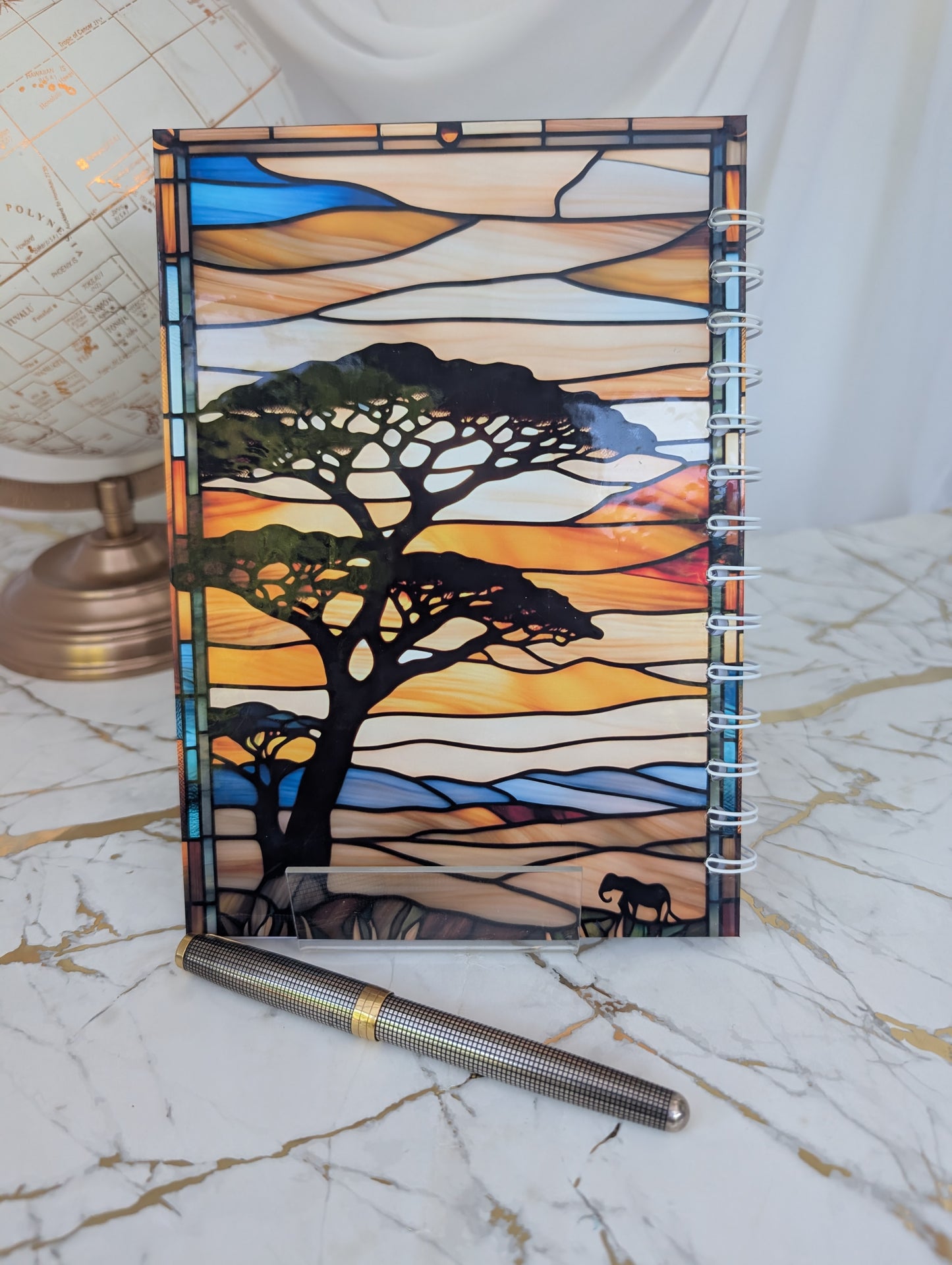 Leopard Stained Glass Style Notebook | Hand Made Big Cat Lover Gift