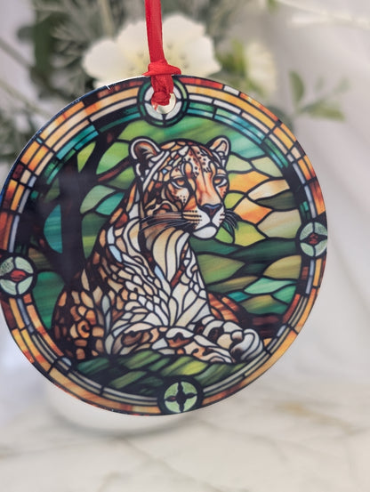 Leopard Stained Glass Effect Hanging Decor | Leopard Lover Gift