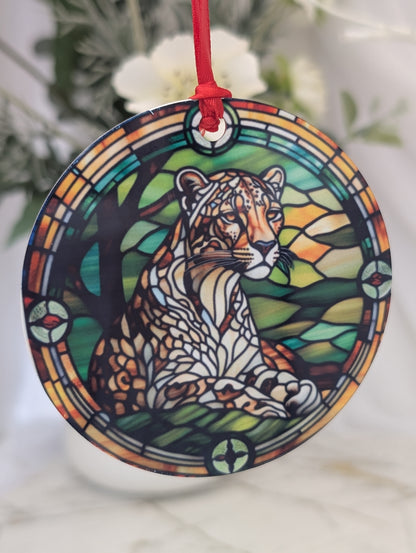 Leopard Stained Glass Effect Hanging Decor | Leopard Lover Gift