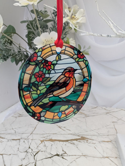 Robin Stained Glass Effect Hanging Decor | Robin Lover Gift