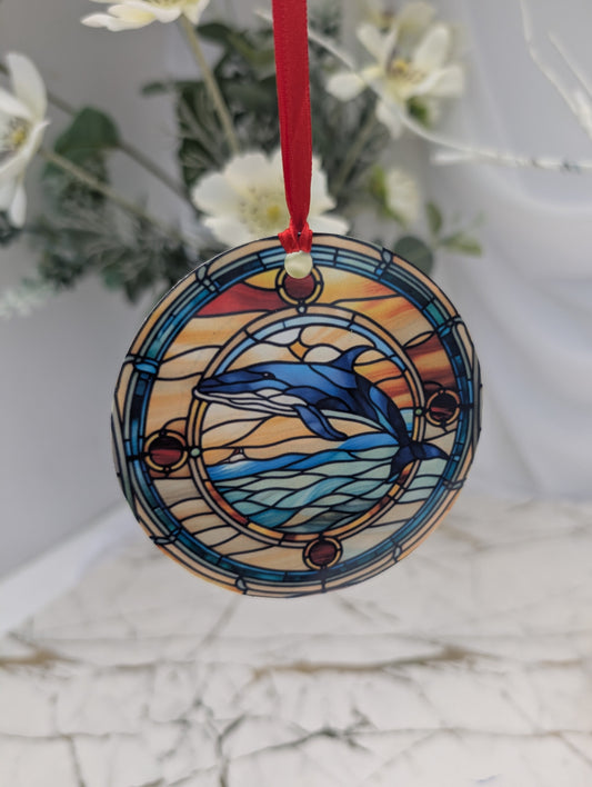 Whale Stained Glass Effect Hanging Decor | Whale  Lover Gift