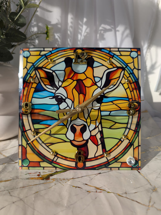 Giraffe Square Desk Clock | Wildlife Lover Clock Gift | Animal Lover Gift